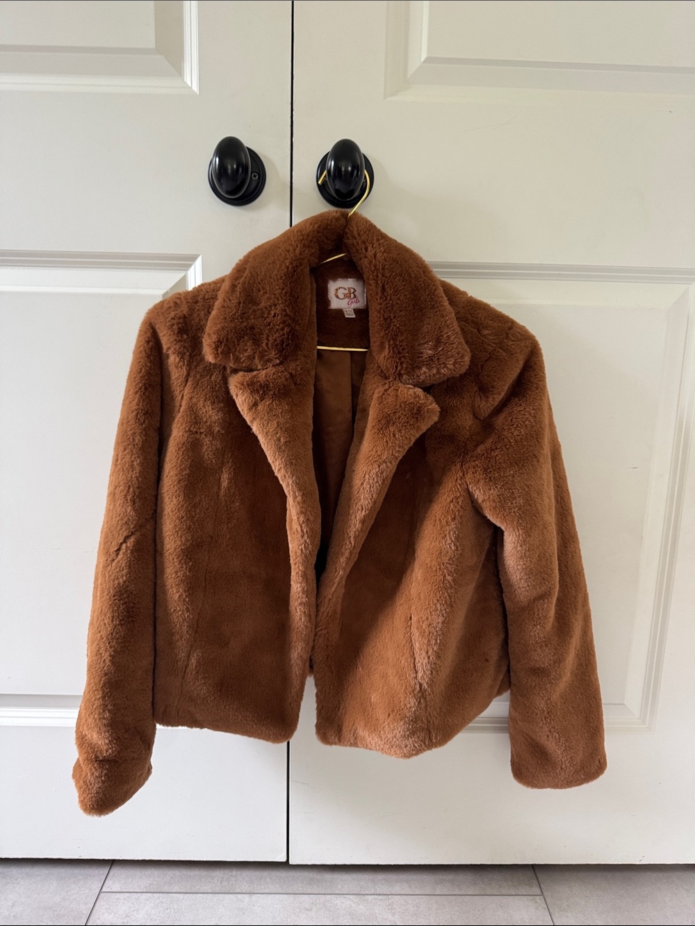 GB girls Tan Faux Fur Coat
